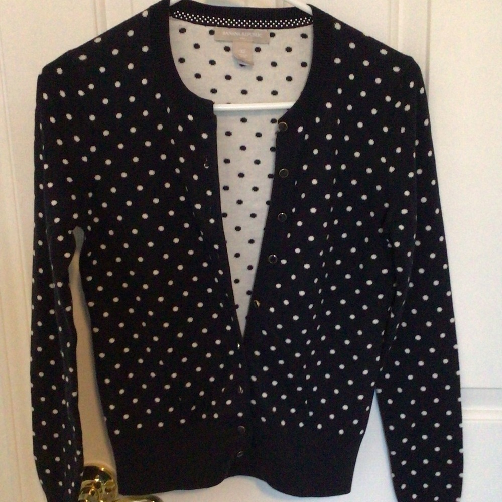 Banana Republic Black and White Polka Dot Cardigan